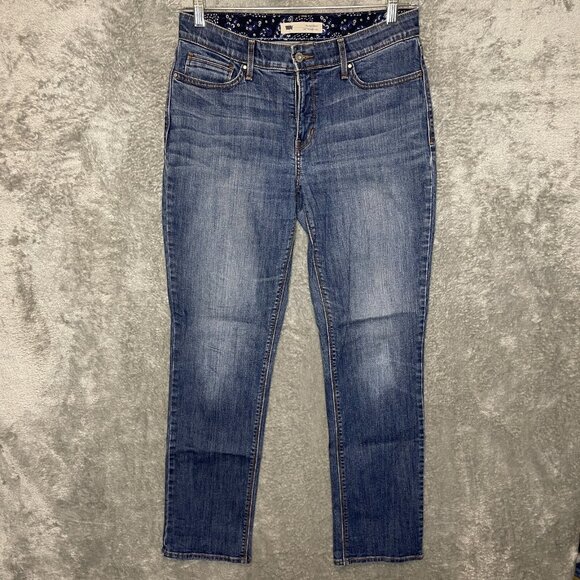 Levis Women Perfect Waist 525 Straight Dark Wash Mid Rise Stretch Denim Jeans 10 - Picture 1 of 10